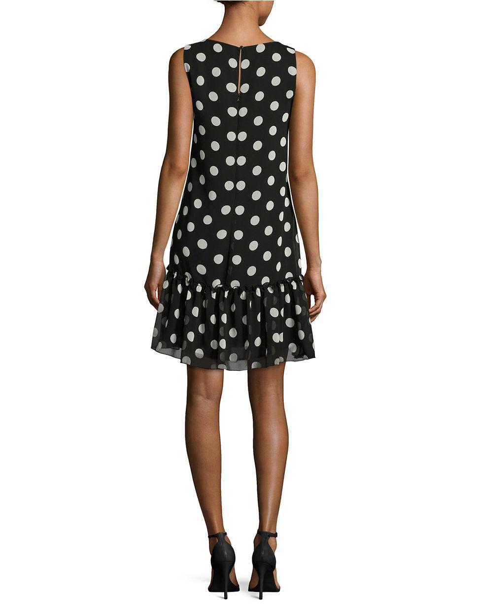 Lyst Tommy Hilfiger Polka Dot Bateau Neck Dress In Black